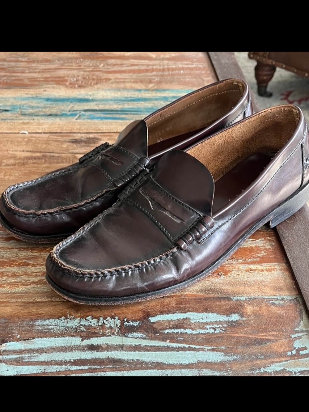 Vintage Florsheim Penny Loafer Burgundy Slip On Mens 10